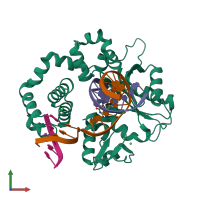 PDB entry 5j2c coloured by chain, front view.