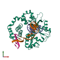 PDB entry 5j2d coloured by chain, front view.