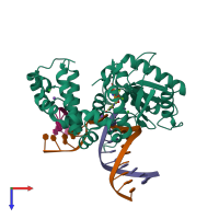 PDB entry 5j2d coloured by chain, top view.