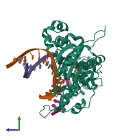 PDB entry 5j2g coloured by chain, side view.