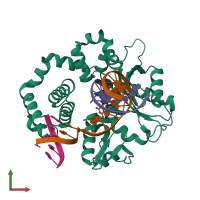 PDB entry 5j2i coloured by chain, front view.