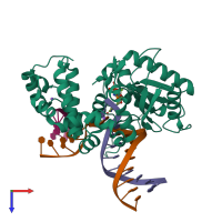 PDB entry 5j2i coloured by chain, top view.