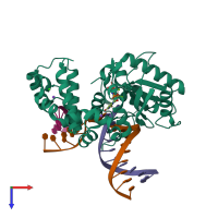 PDB entry 5j2k coloured by chain, top view.