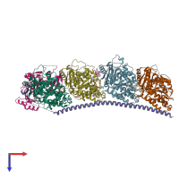 PDB entry 5j2t coloured by chain, top view.