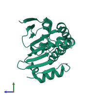 PDB entry 5j2v coloured by chain, side view.