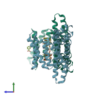 PDB entry 5j31 coloured by chain, side view.