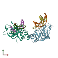 PDB entry 5j3e coloured by chain, front view.