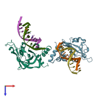 PDB entry 5j3e coloured by chain, top view.