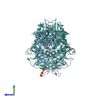 PDB entry 5j3j coloured by chain, side view.