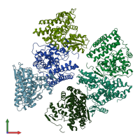 PDB entry 5j3x coloured by chain, front view.