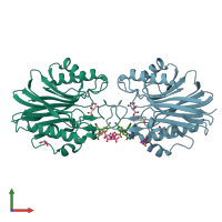 PDB entry 5j42 coloured by chain, front view.
