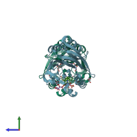 PDB entry 5j42 coloured by chain, side view.
