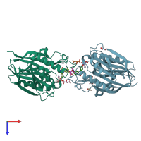 PDB entry 5j42 coloured by chain, top view.