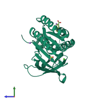 PDB entry 5j4h coloured by chain, side view.