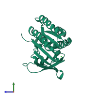 PDB entry 5j4l coloured by chain, side view.