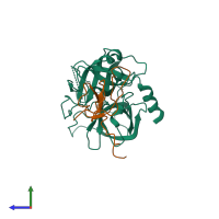PDB entry 5j4s coloured by chain, side view.