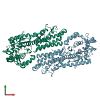 PDB entry 5j5a coloured by chain, front view.
