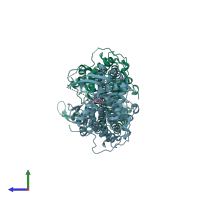 PDB entry 5j5a coloured by chain, side view.
