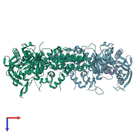PDB entry 5j5a coloured by chain, top view.