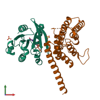 PDB entry 5j5c coloured by chain, front view.