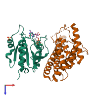 PDB entry 5j5c coloured by chain, top view.