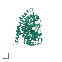 PDB entry 5j5e coloured by chain, side view.