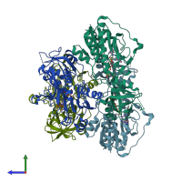 PDB entry 5j63 coloured by chain, side view.