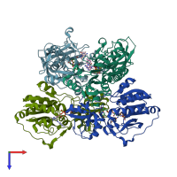 PDB entry 5j63 coloured by chain, top view.