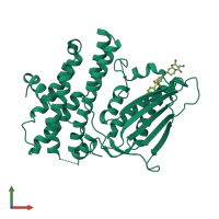 PDB entry 5j6a coloured by chain, front view.