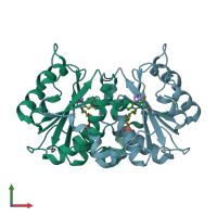 PDB entry 5j6c coloured by chain, front view.