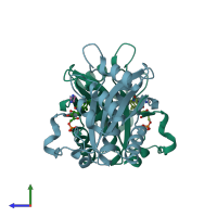 PDB entry 5j6c coloured by chain, side view.