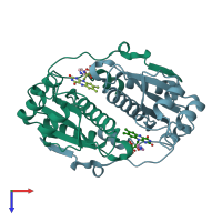 PDB entry 5j6c coloured by chain, top view.