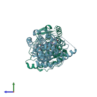 PDB entry 5j6d coloured by chain, side view.