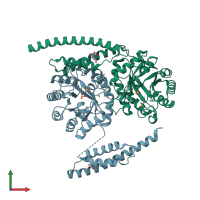 PDB entry 5j6f coloured by chain, front view.