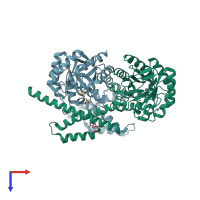 PDB entry 5j6f coloured by chain, top view.