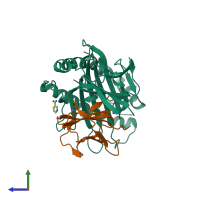 PDB entry 5j6h coloured by chain, side view.