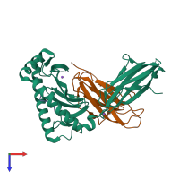 PDB entry 5j6h coloured by chain, top view.