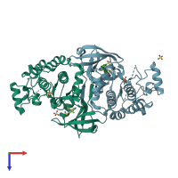 PDB entry 5j79 coloured by chain, top view.