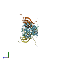PDB entry 5j7c coloured by chain, side view.