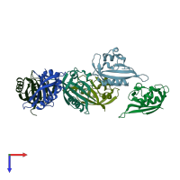 PDB entry 5j7e coloured by chain, top view.