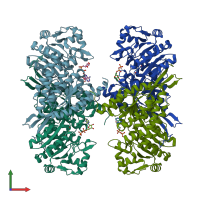 PDB entry 5j7i coloured by chain, front view.