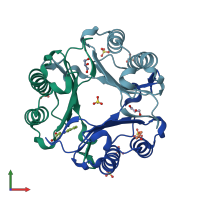 PDB entry 5j7q coloured by chain, front view.