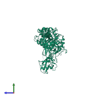 PDB entry 5j7t coloured by chain, side view.