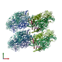 PDB entry 5j7u coloured by chain, front view.