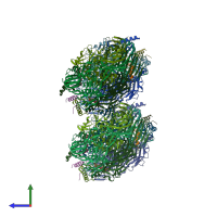 PDB entry 5j7u coloured by chain, side view.