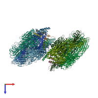 PDB entry 5j7u coloured by chain, top view.