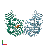PDB entry 5j7z coloured by chain, front view.