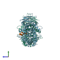 PDB entry 5j7z coloured by chain, side view.