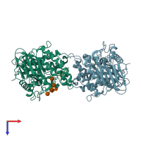 PDB entry 5j7z coloured by chain, top view.