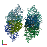 PDB entry 5j84 coloured by chain, front view.